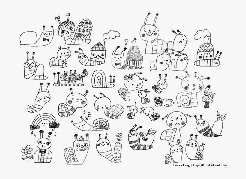 Florachang Happydoodleland Snailcharacterstudy1 - Happy Doodles, transparent png download