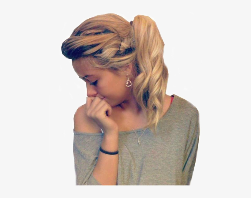 Pretty Teenager Girl By Hipstahbelieber On Deviantart - Pinned Back Bangs Ponytail, transparent png download