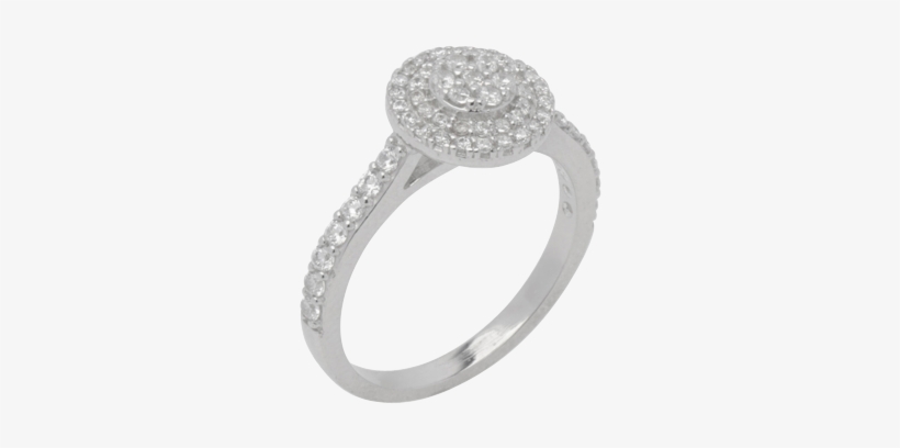 14k White Gold Ring With 59 Diamond Stones For Engagement - 14k White Gold, transparent png download