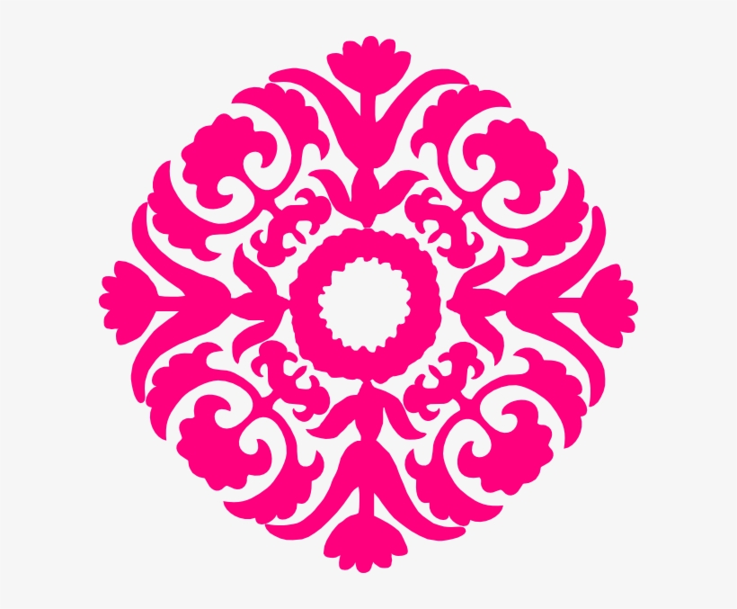 Pink Damask Png - Hot Pink Damask Pattern, transparent png download