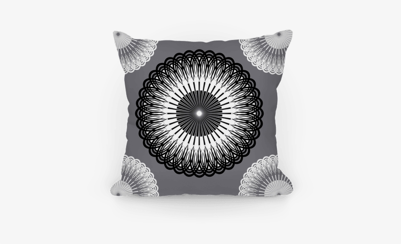 Black And White Flower Mandala Pillow - Pillow, transparent png download