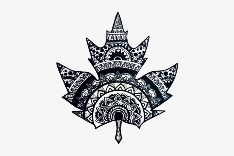 Leaf Mandala Canvas Print - Drawing, transparent png download