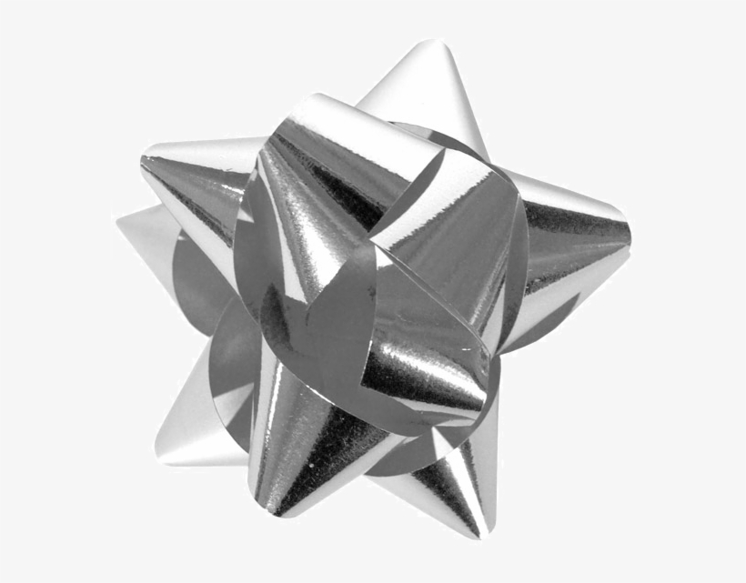 Present Decorative Metallic Bow Gift Silver - Silver Gift Ribbon Png, transparent png download