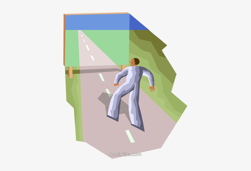 Figure Walking Down Road To Painting Royalty Free Vector - Man Walking On Road Clipart, transparent png download