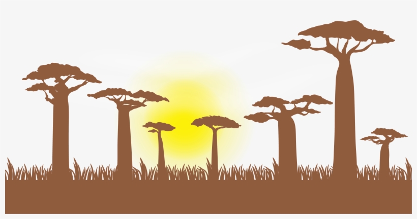 Giraffe Baobab Illustration - Grass Border Clip Art, transparent png download
