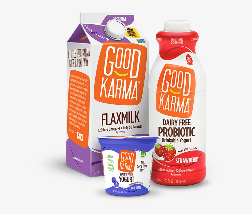 Ddition, 32-ounce Bottles Of Good Karma Drinkable Yogurt - Good Karma Flax Milk, transparent png download