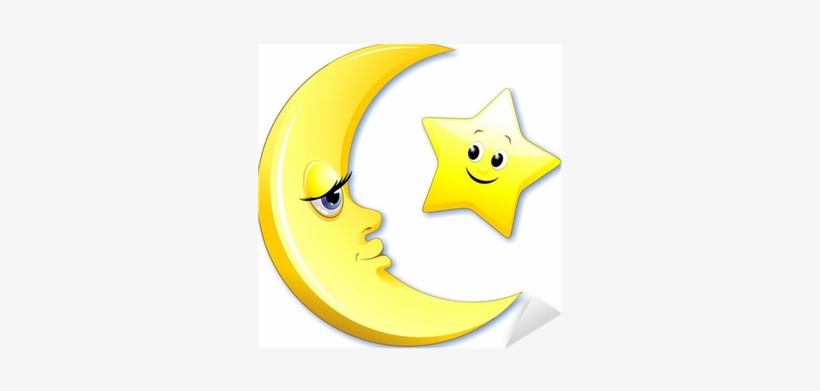 Luna E Stella Cartoon Moon And Star Vector Sticker - Księżyc Dzieci, transparent png download