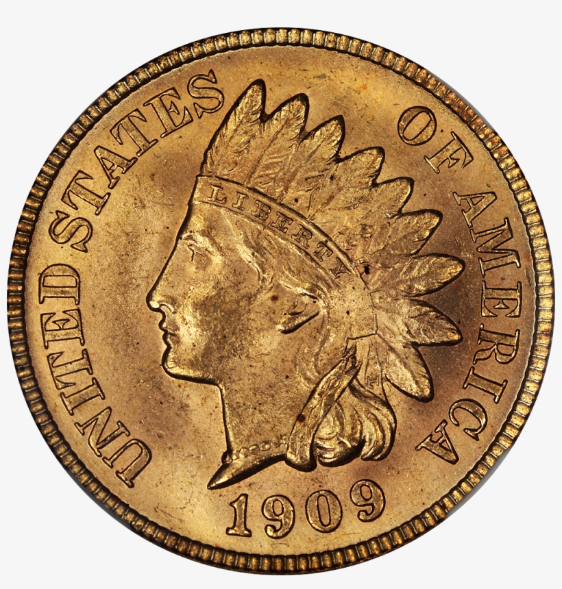 1909 Indian Cent Ngc Ms65rd Obverse - Moroccan Gold Coin, transparent png download