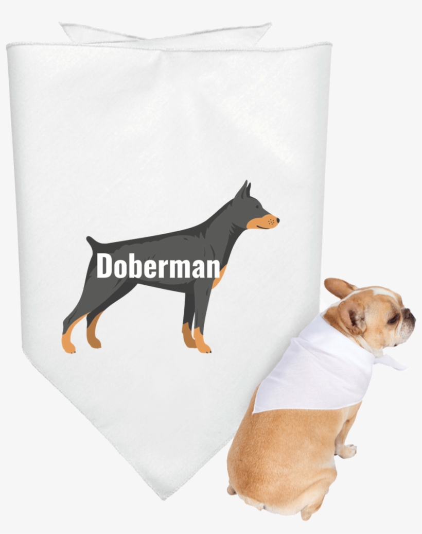Doberman Illustration With Name Within 3905 Doggie - Customcat Pug Life 3905 Doggie Bandana, transparent png download