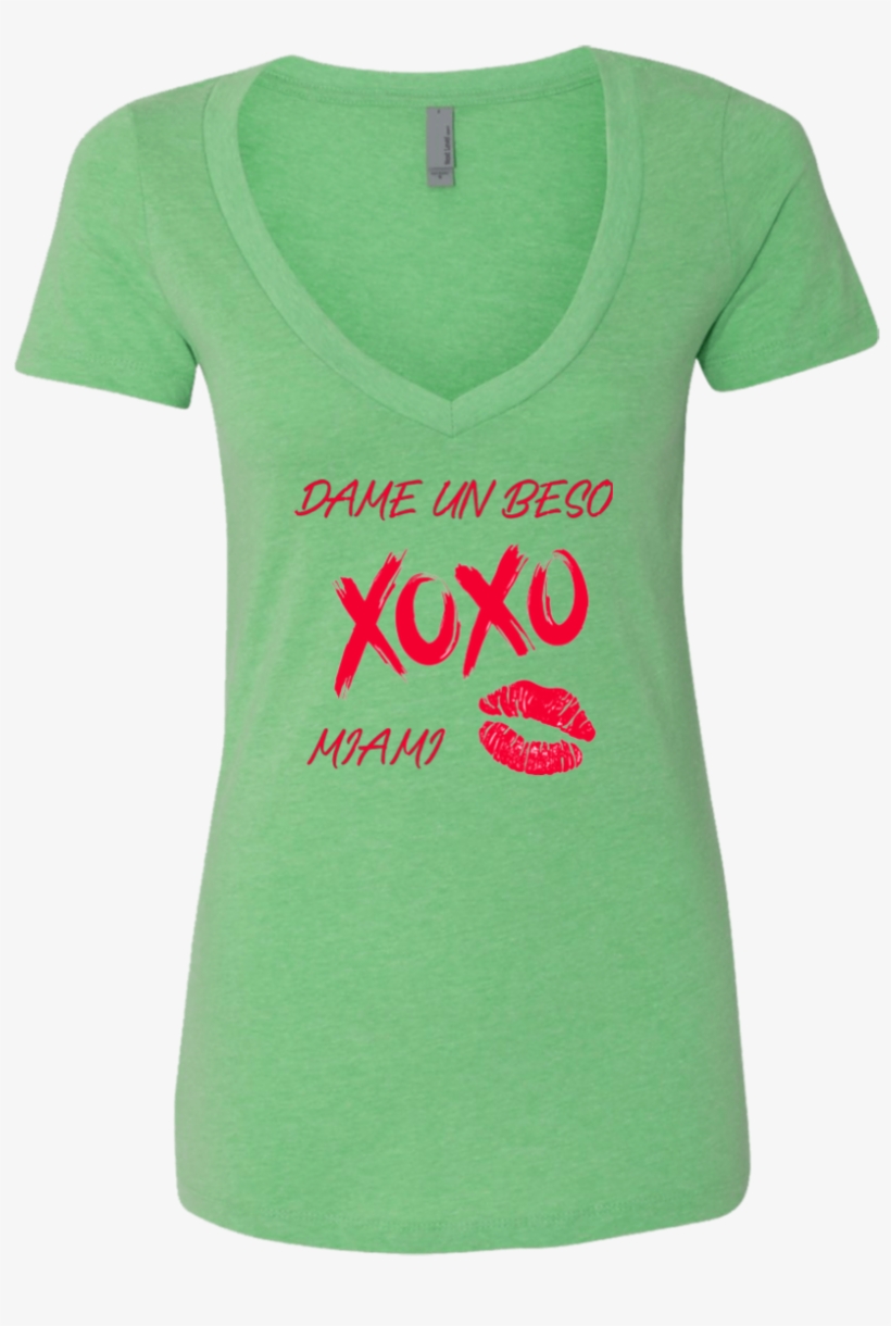 Dame Un Beso Miami Xoxo Ladies' Deep V Neck T Shirt, transparent png download