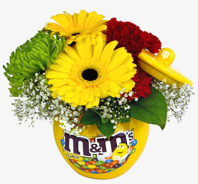 Mms Character Ceramic Candy Jar With Flowers - M&m's Crispy Chocolate Candies - 30 Oz Pouch, transparent png download