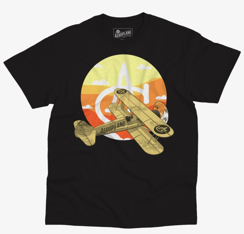Biplane Sky Aeroplane Apparel T-shirt Organic Night - Shirt, transparent png download
