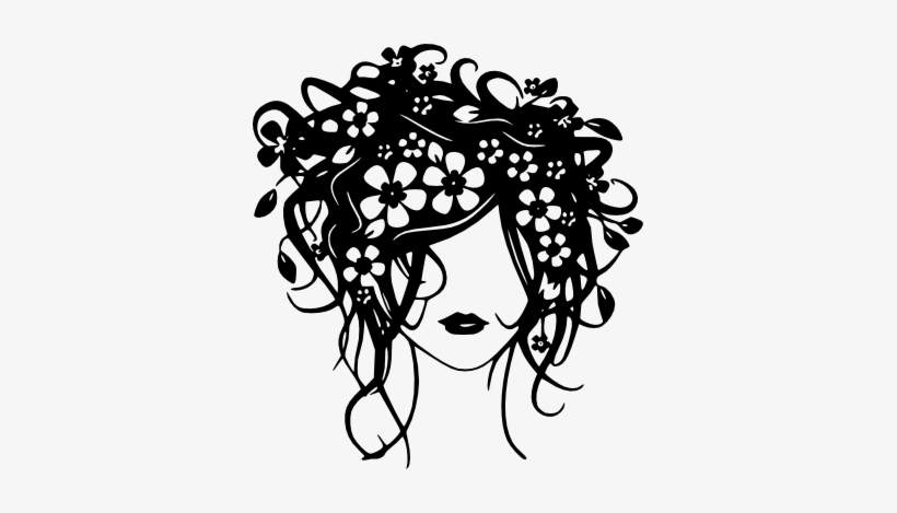 Wall Decals, T-shirts, Personalized Mugs & Much - Silhouette Of Woman With Flowers, transparent png download