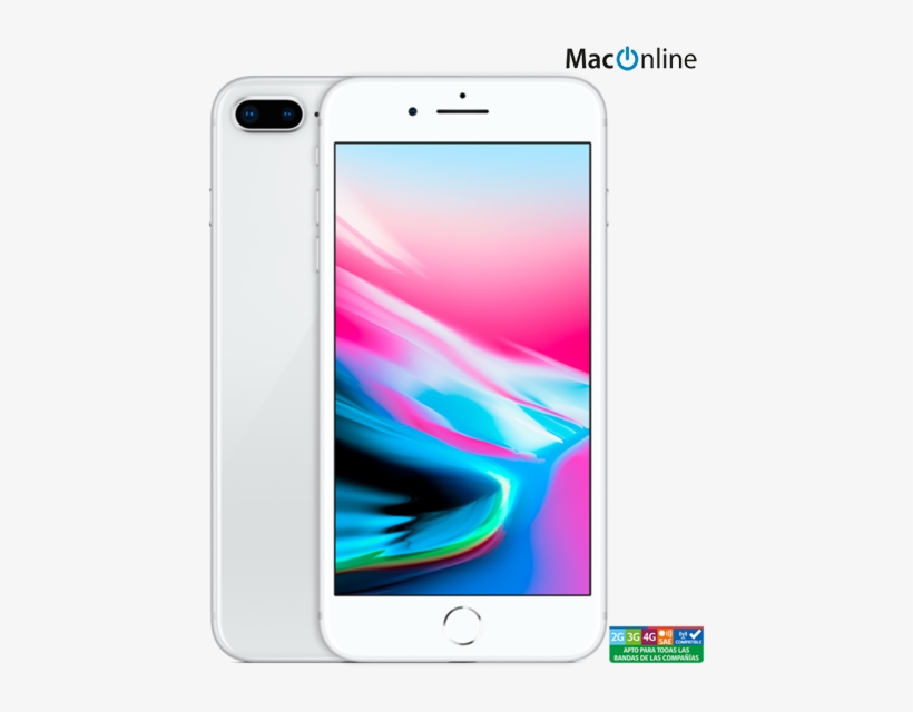 Iphone 8 Plus 64gb Silver Mq8m2ci/a En Maconline - Apple Iphone 8 64 Gb Silver, transparent png download