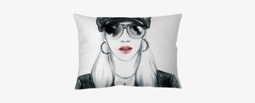Young Woman With Glasses - Watercolor Painting, transparent png download