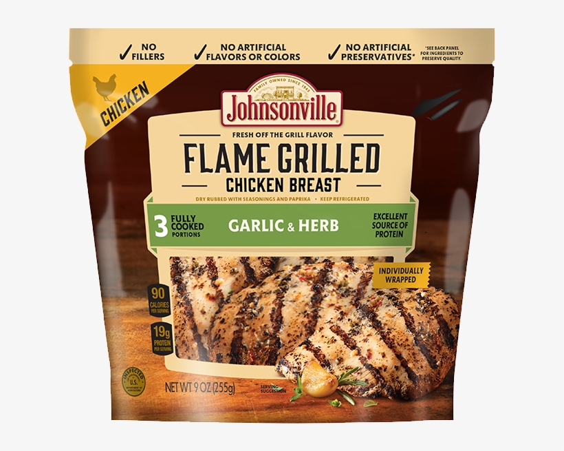 Product Image - Johnsonville Flame Grilled Garlic & Herb Chicken, transparent png download