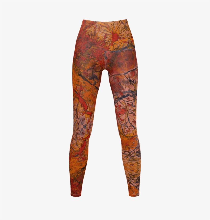 Aflame With Flowers Hotwaxed For Texture Leggings - Leggings, transparent png download