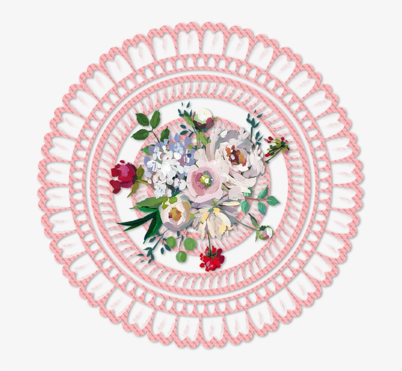 Lace, Scrapbook, Side, Embroidery, Rose, Flowers, Pink - 2500 Likes Thank You, transparent png download
