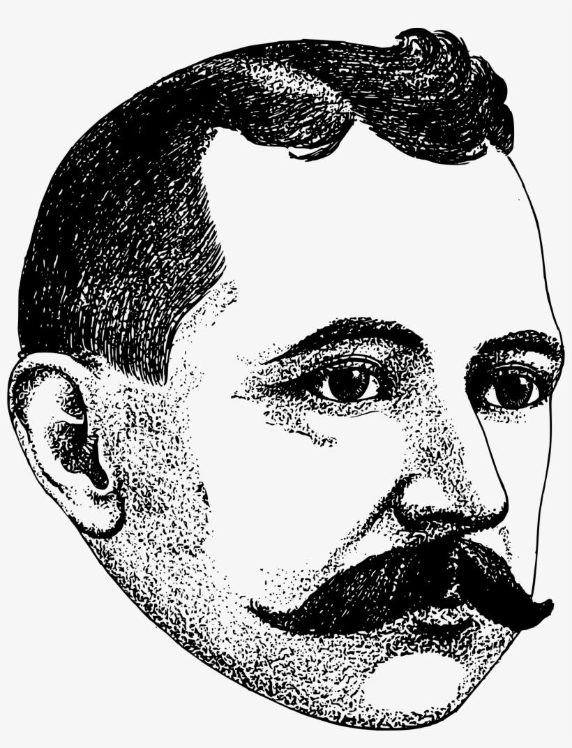 Clipart Shy Man Bw Big Image Png - Man With Mustache Png, transparent png download