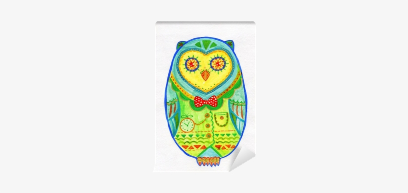 Watercolor Drawing Of Egg Shaped Owl Wall Mural • Pixers® - Drawing, transparent png download