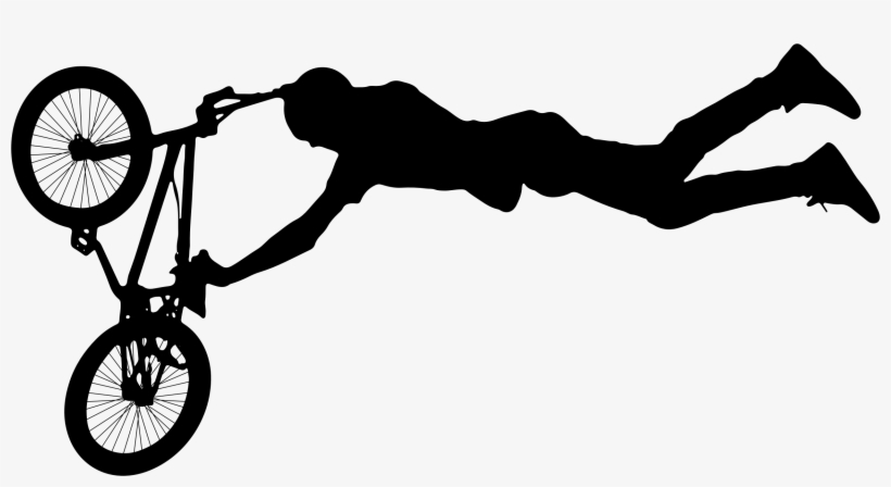 Jpg Black And White Library Stunt Clipart Silhouette - Bmx Silhouette, transparent png download