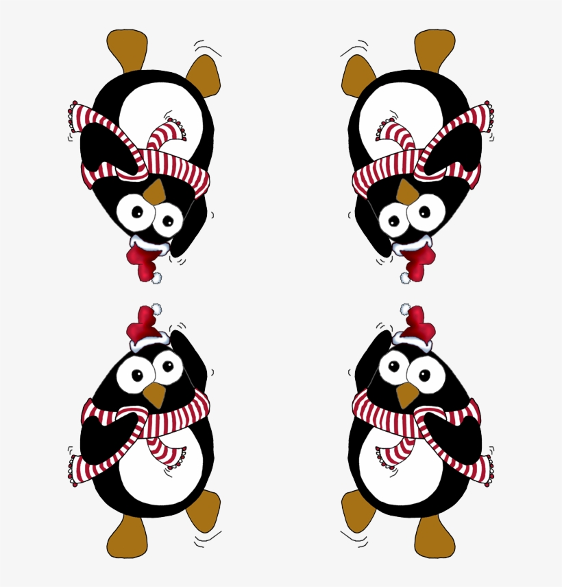 Cartoon Christmas Penguin Wearing A Santa Hat. Large, transparent png download