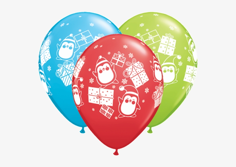 11" Penguins & Presents - Quarubber 11 Inch Rubber Balloon - Penguin & Presents, transparent png download