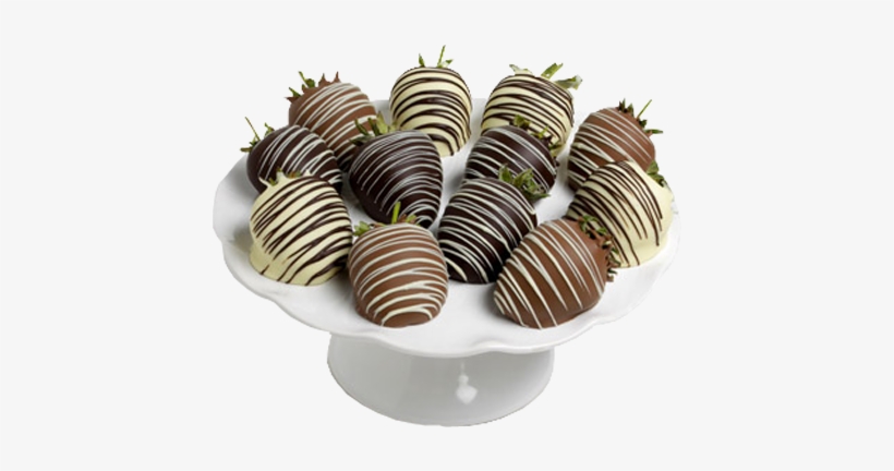 Dark, Milk And White Chocolate Dipped Strawberries - Triple Chocolate Covered Strawberries - 12, transparent png download