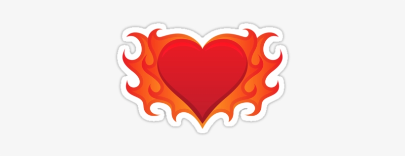 Burning Heart With Flames Red Hot Love Stickers By - Heart, transparent png download