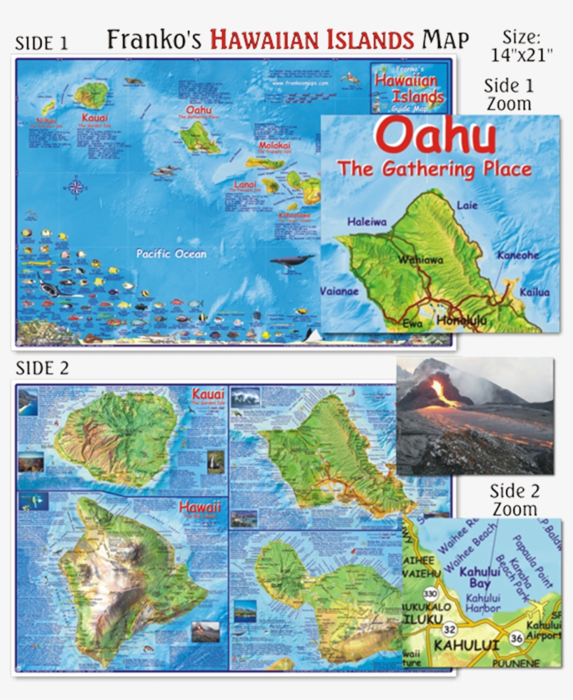 Franko Maps Hawaiian Islands Guide, transparent png download