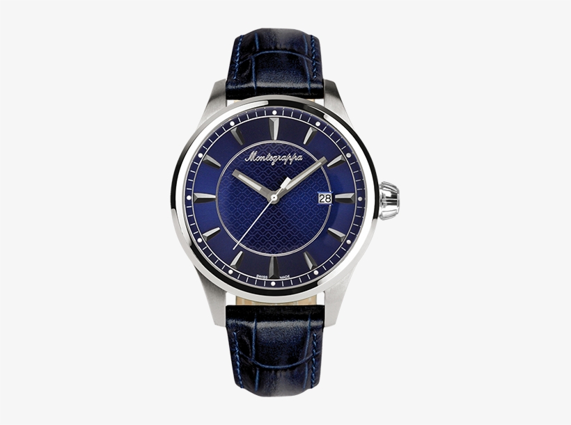 Fortuna Three-hands Watch, Steel, Blue Dial, Blue Leather - Montegrappa Watches, transparent png download