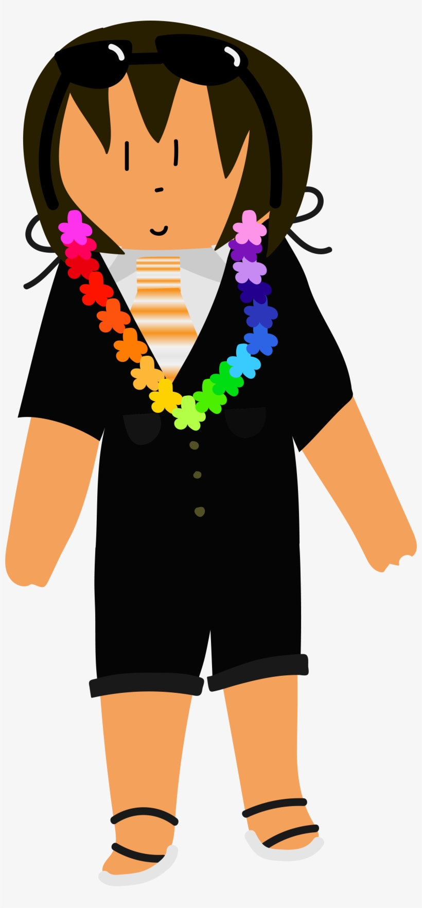Jollimore Ferrison Wearing A Rainbow Lei - Illustration, transparent png download