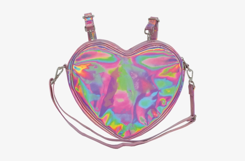 Picture Of Pink Holographic Heart Bag - Backpack, transparent png download
