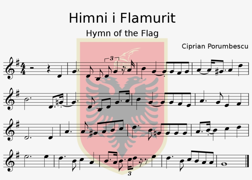 Himni I Flamurit Shqiptar Me Nota Muzikore, transparent png download