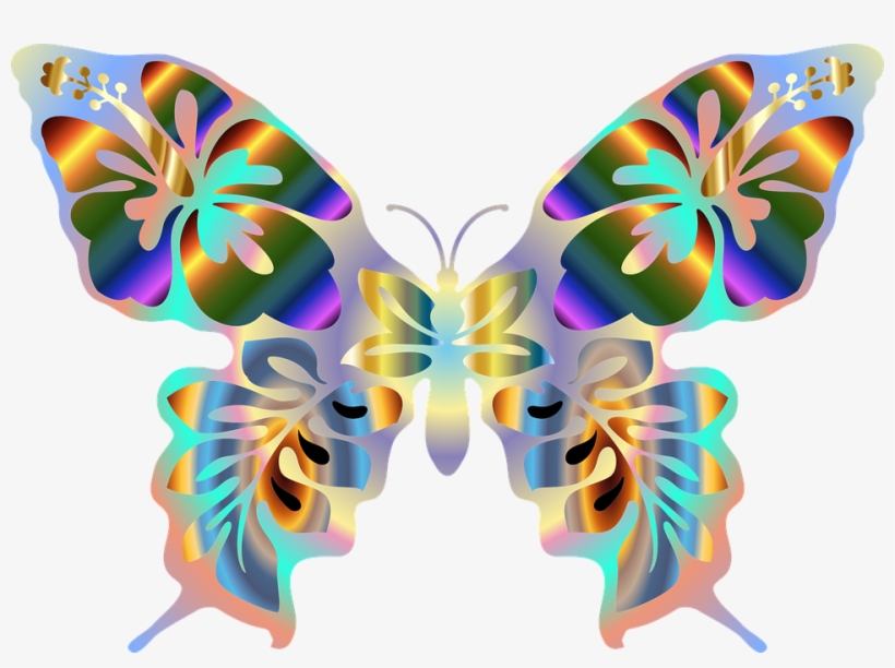 Clipart Butterflies - Iridescent Butterfly Open Clipart Png, transparent png download