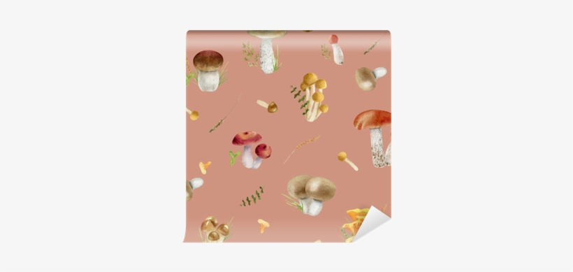 Seamless Pattern Repeated Tile Of Watercolor Mushrooms - Watercolor Painting, transparent png download