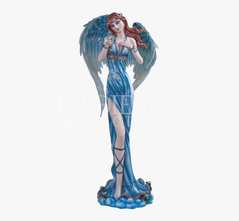Angel Kneeling With Sword - Blue Angel Figurine, transparent png download