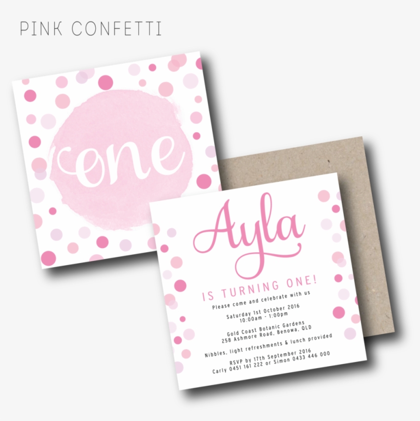 Pink Confetti Invitation Set - Confetti, transparent png download