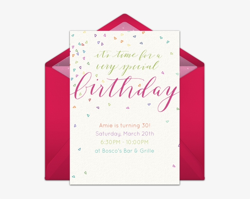 Colorful Confetti Pink Online Invitation - Birthday, transparent png download