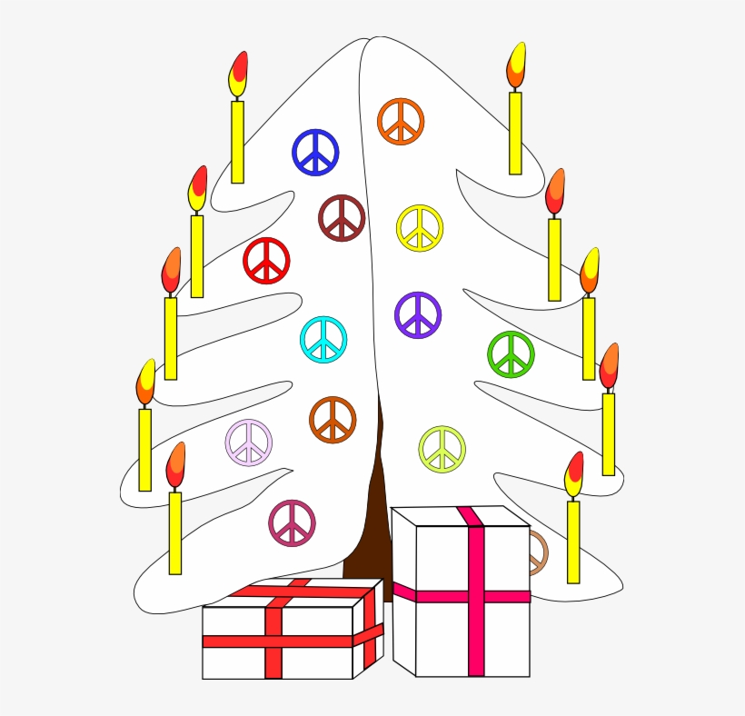 Xmas Christmas Tree 7 Black White Line Art Peace Symbol - Christmas Day, transparent png download
