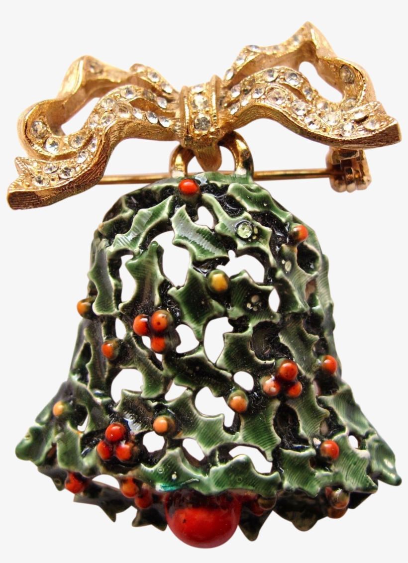 Vintage Har Christmas Holiday Green Enamel Bell And - Christmas Ornament, transparent png download