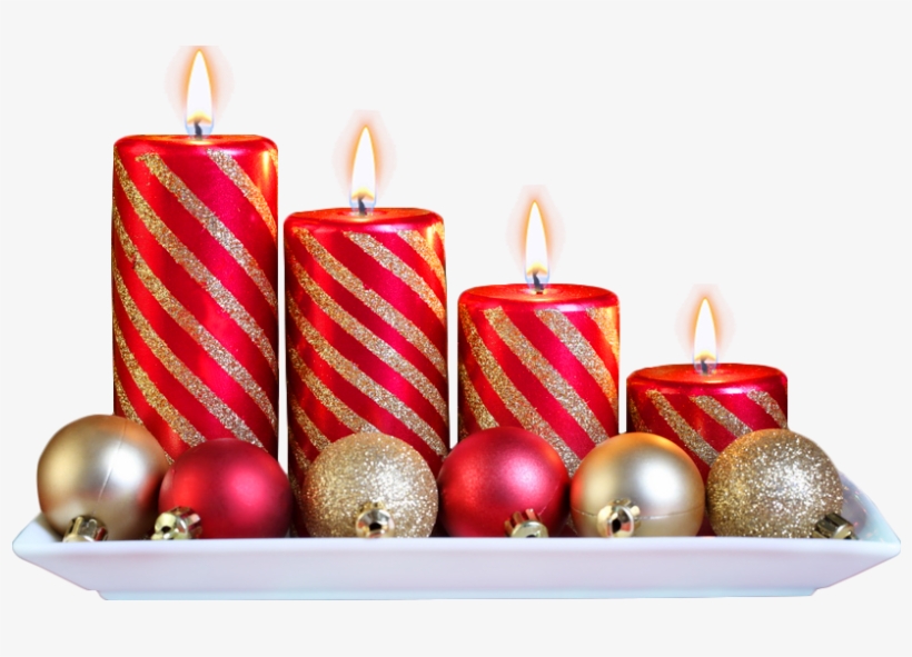 Navidad Png Fondo Transparente - Led Lighted Christmas Candles With Ornaments Canvas, transparent png download