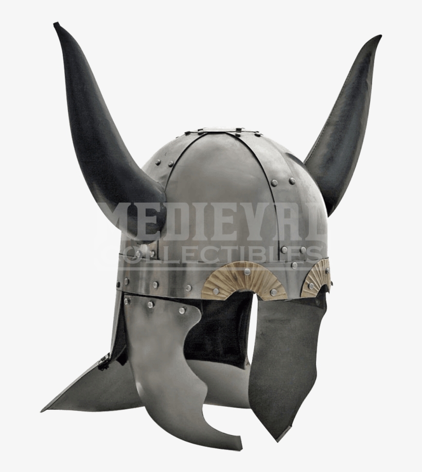 Viking Helmet With Leather Horns - Medieval Viking Horned Helmet, transparent png download