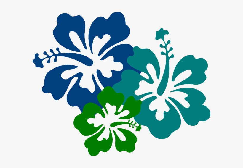 Blue Green Floral Clipart - Hibiscus Clip Art, transparent png download