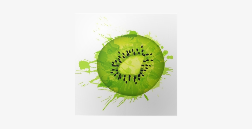 Kiwi Fruit Slice Made Of Colorful Splashes On White - Kiwifruit, transparent png download