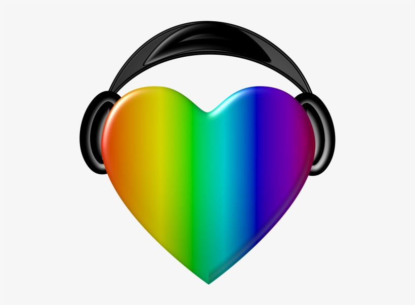 Rainbow Headphones - Heart With Headphones Png, transparent png download