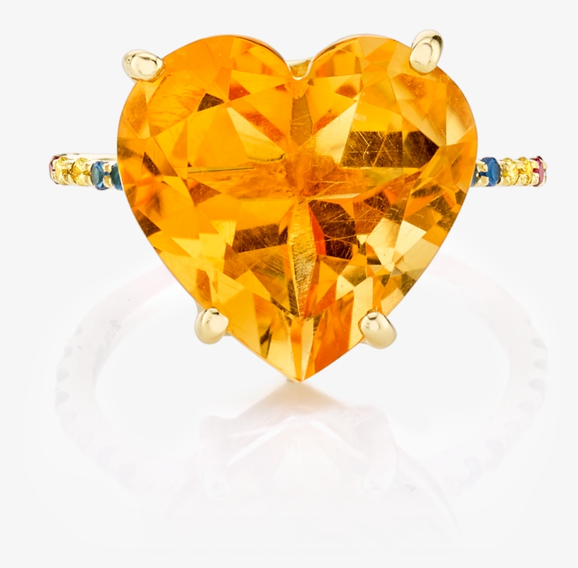 Citrine And Rainbow Heart Ring, transparent png download