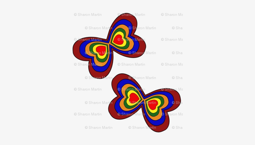 Rainbow Heart Butterflies - Graphic Design, transparent png download