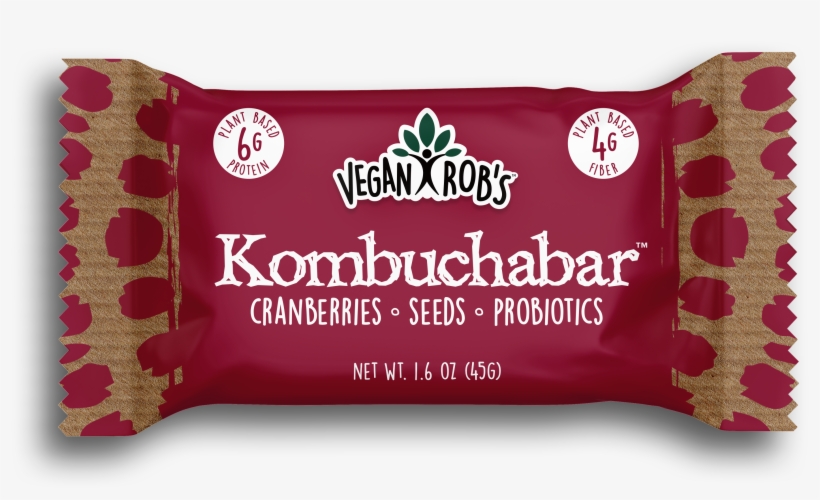 Vegan Kombucha Bar Cranberry 45g Front - Vegan Rob's Kombucha Bar, transparent png download