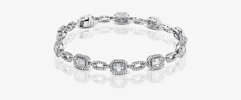 18k White Gold Diamond Bracelet - Diamond Bracelet In Baguettes, transparent png download